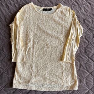 The Limited Jersey 3/4 Sleeve Pale Yellow Top